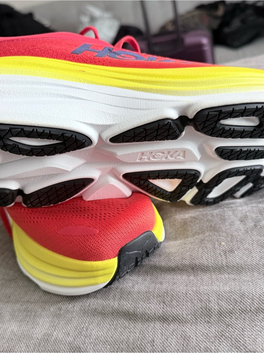 Hoka Bondi 8 Running Shoe - Red Alert Flame - Picture 3 of 9